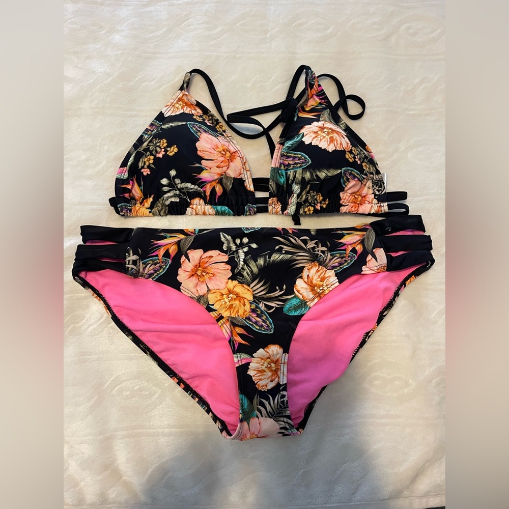 Ron Jon Floral Bikini Set with Pink Accents